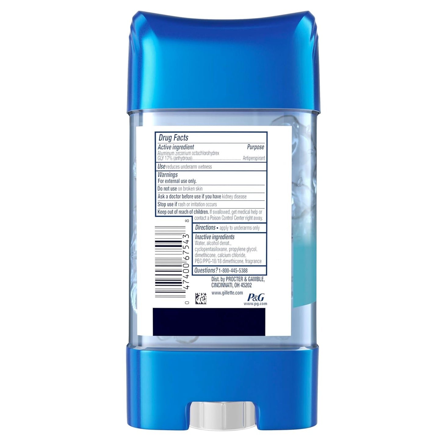 Gillette 72hr Clinical Strength Antiperspirant for Men, Cool Wave Clear Gel, Heavy Perspiration Defense for Hot Weather Commutes and Outdoor Jobsites (Pack of 4)