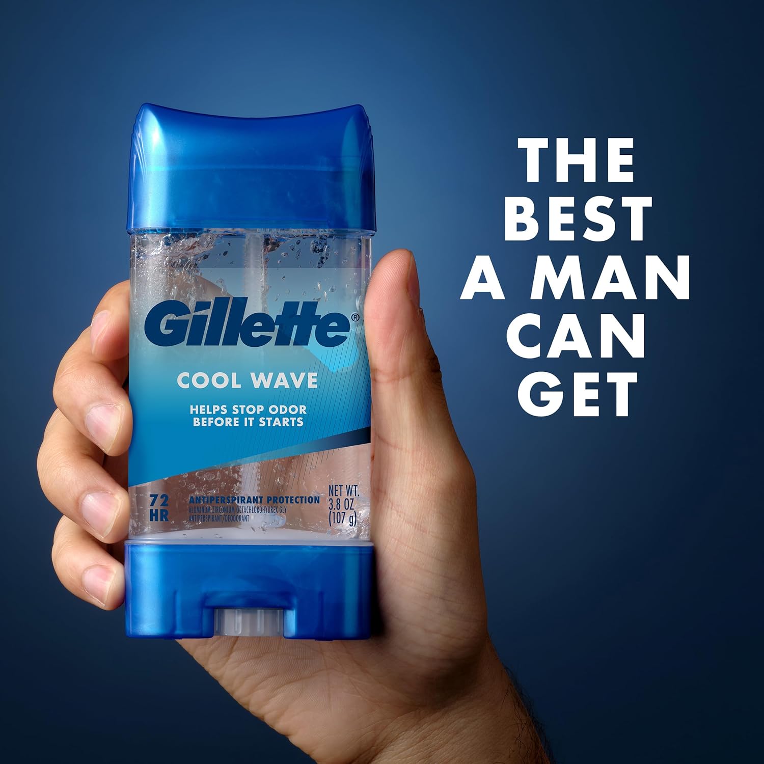 Gillette 72hr Clinical Strength Antiperspirant for Men, Cool Wave Clear Gel, Heavy Perspiration Defense for Hot Weather Commutes and Outdoor Jobsites (Pack of 4)
