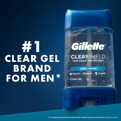 Gillette Clear Gel Antiperspirant for Men – 72hr Sweat Protection to Power Through Work
