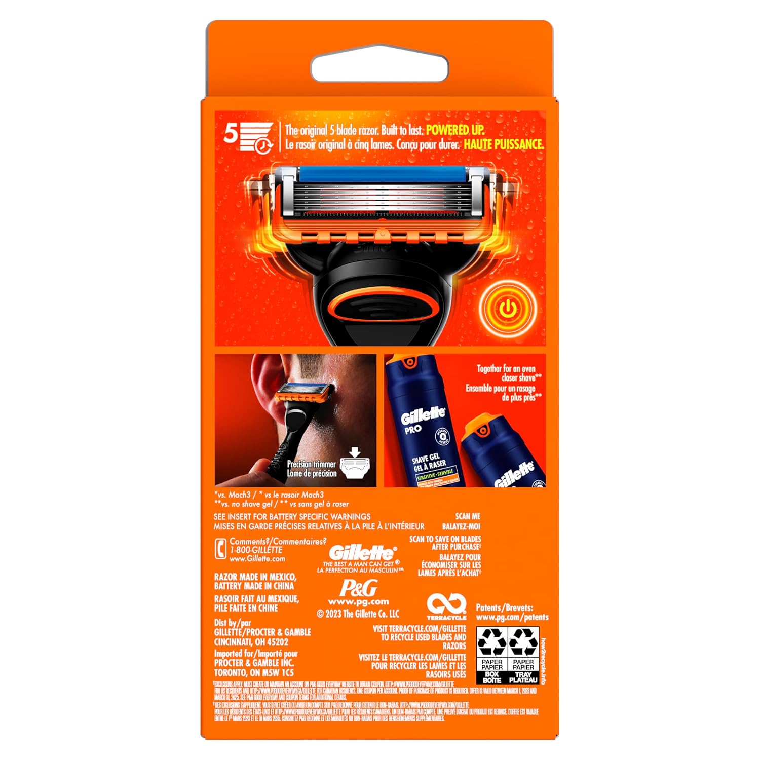 Gillette Fusion5 Power Razor for Men – Sensitive Skin Shaving Ritual, Micro-Pulse Glide for Less Irritation