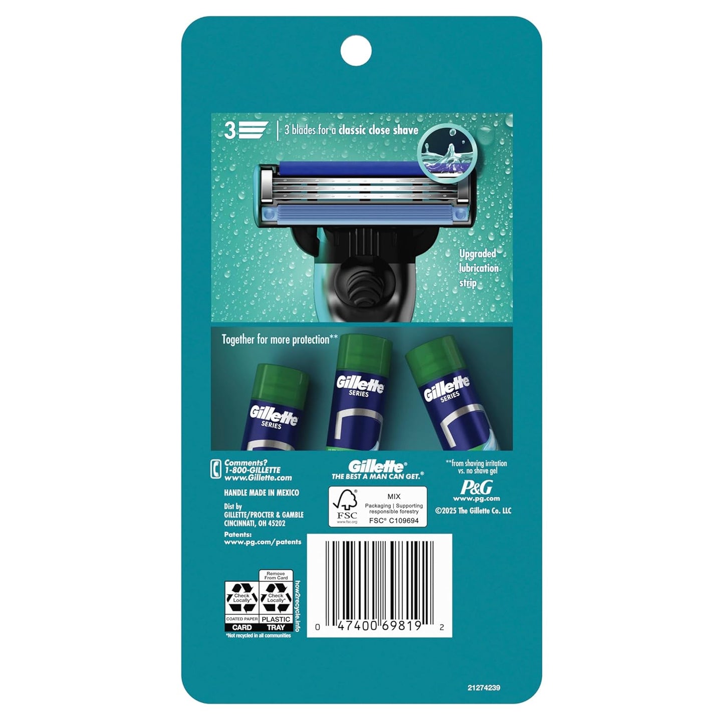 Gillette Mach3 Razor – Classic Birthday Gift for Husband, 10 Refill Cartridges for Men's Grooming
