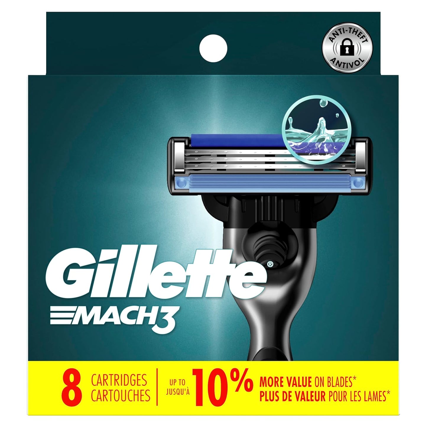 Gillette Mach3 Razor Refills for Men, 8 Cartridges for a Clutter-Free Bathroom Vanity