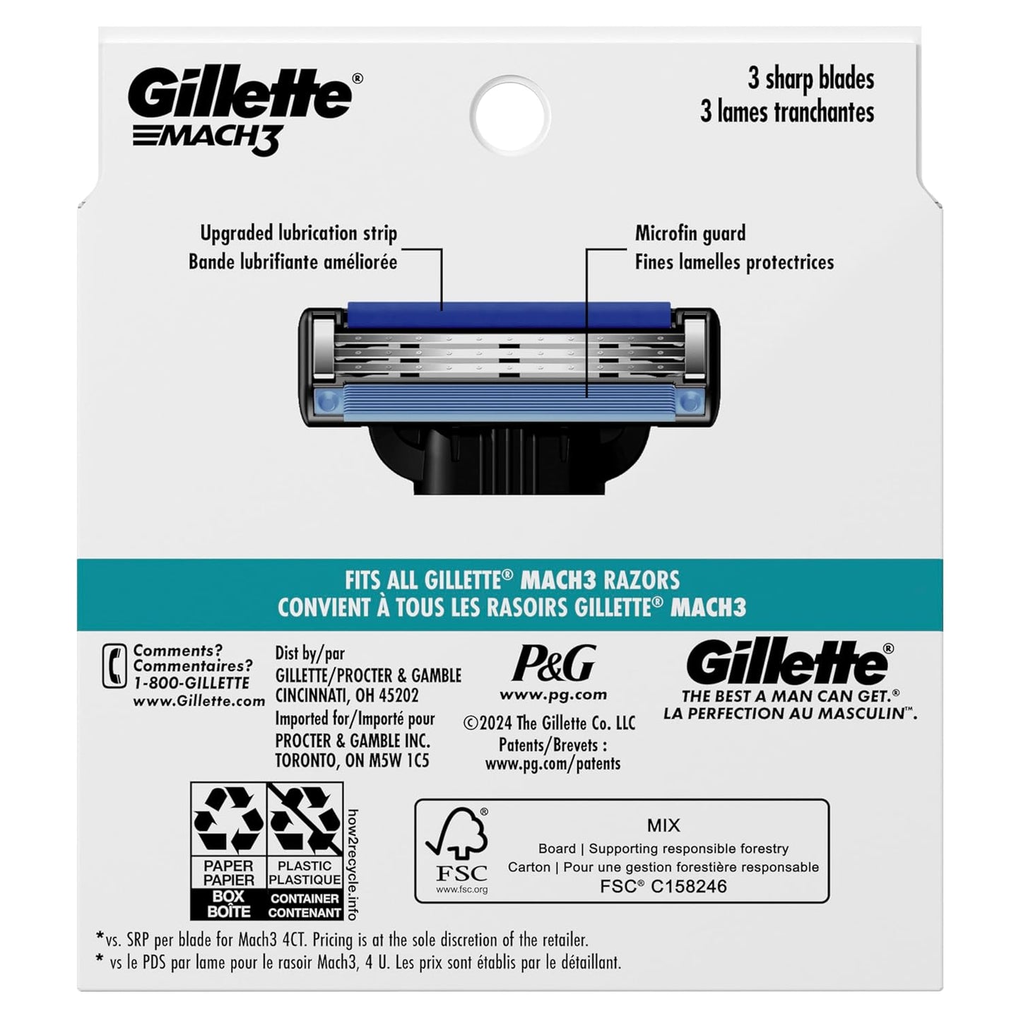 Gillette Mach3 Razor Refills for Men, 8 Lubrastrip Cartridges for an Irritation-Free Shave Ritual