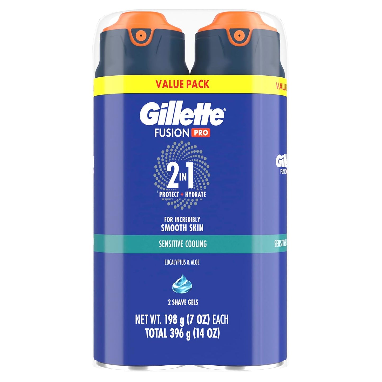 Gillette PRO Shaving Gel for Men – Practical Father's Day Gift Twin Pack, Sensitive Skin Menthol Cooling Shave Gel 14oz Total