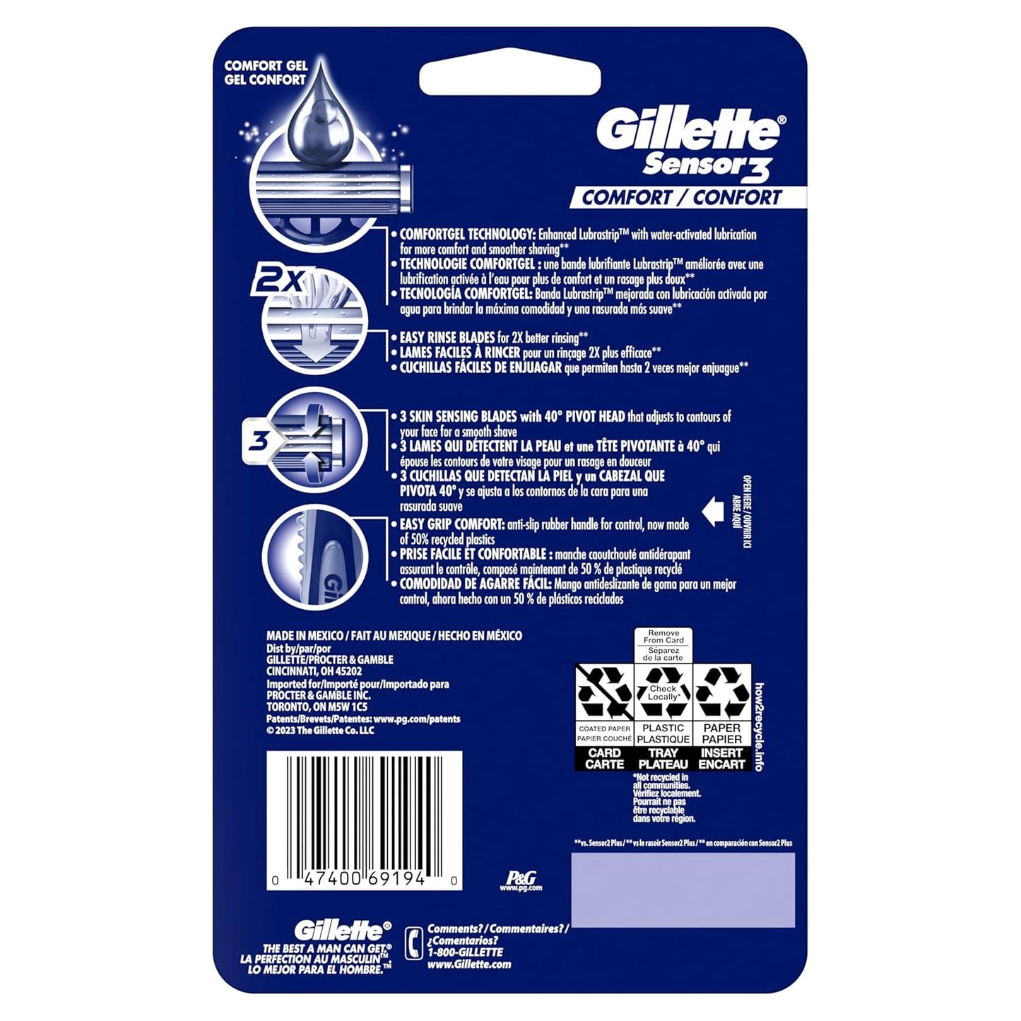 Gillette Sensor3 Comfort Disposable Razors – Camp and Weekend Trip Toiletry Kit for Active Travelers