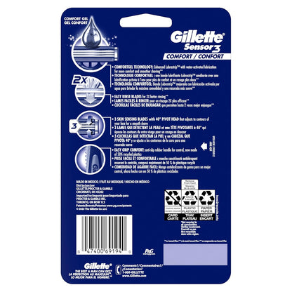 Gillette Sensor3 Comfort Disposable Razors – Camp and Weekend Trip Toiletry Kit for Active Travelers