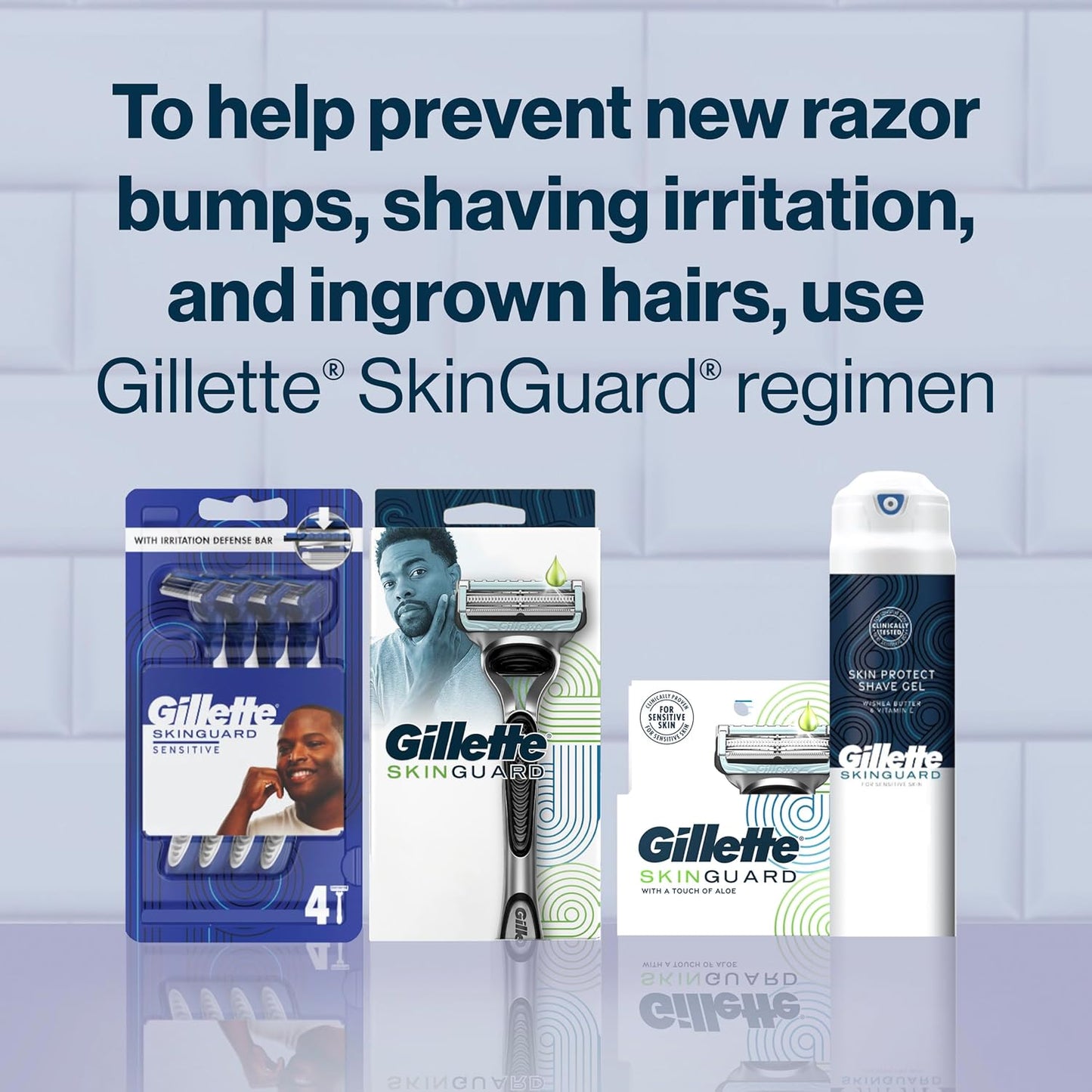Gillette SkinGuard Men's Razor Refills – Sensitive Skin Self-Care Shave, 4 Blades for Daily Comfort