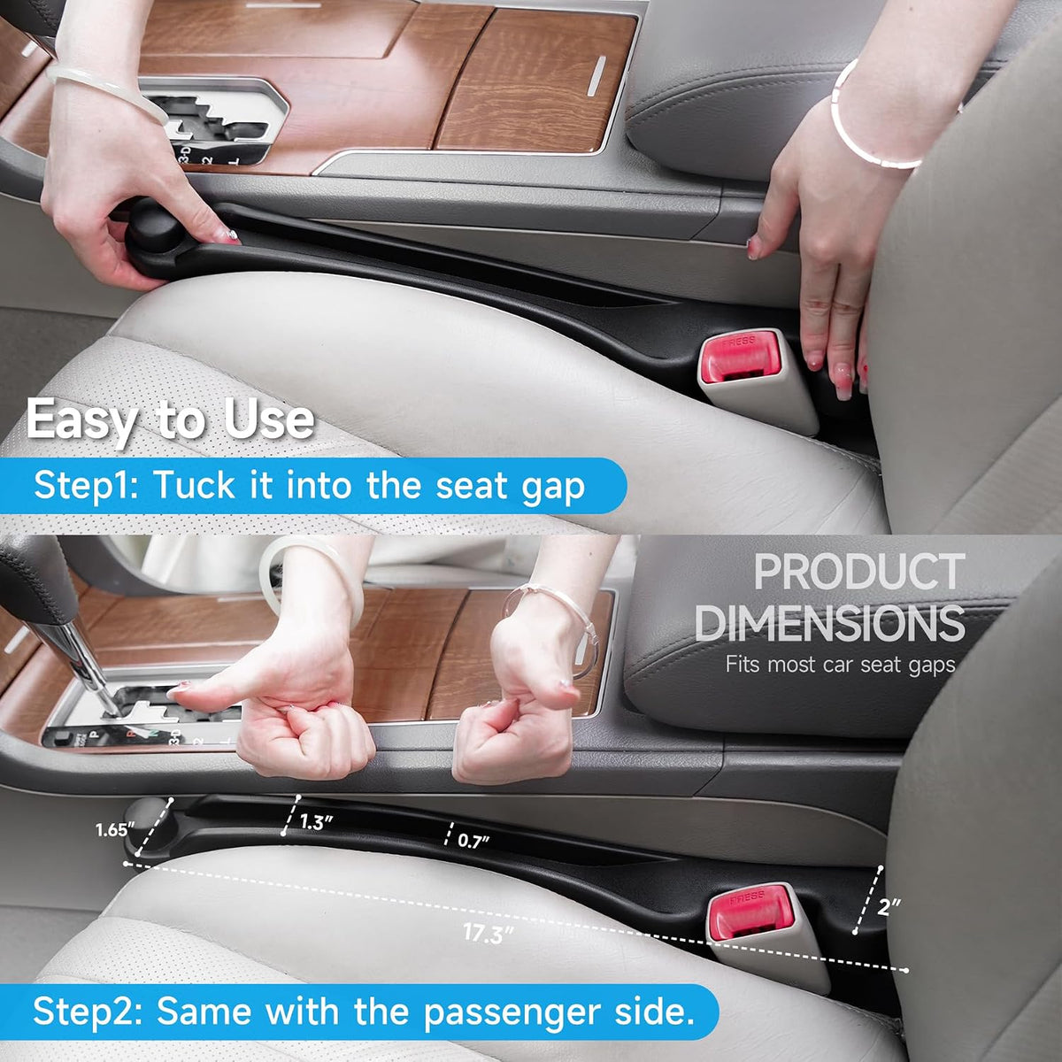 Givifive 3-in-1 Car Gap Filler with Side Pocket – Keep Essentials Within Reach for Daily Commute