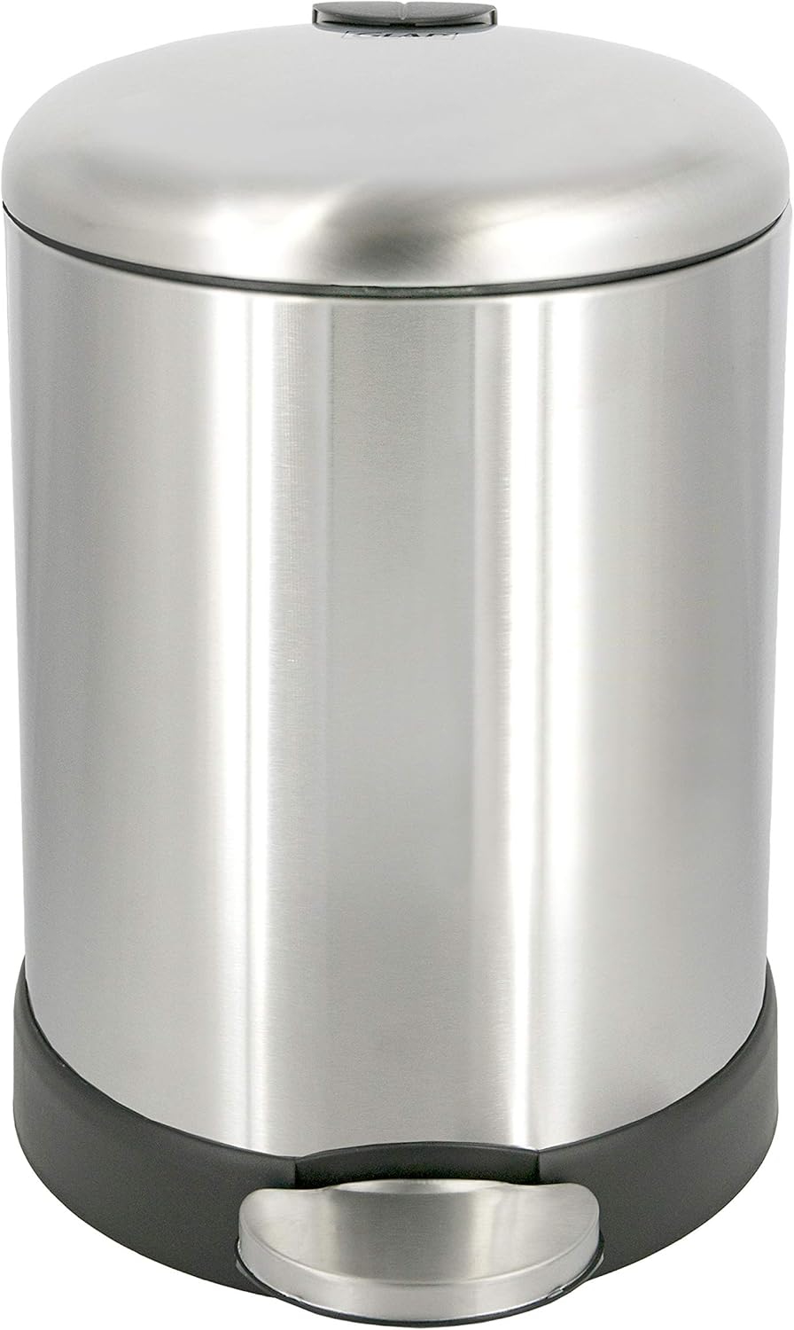 Glad 1.2 Gallon Stainless Steel Trash Can – Decorative Step Pedal Bin for Powder Rooms and Guest Bedrooms