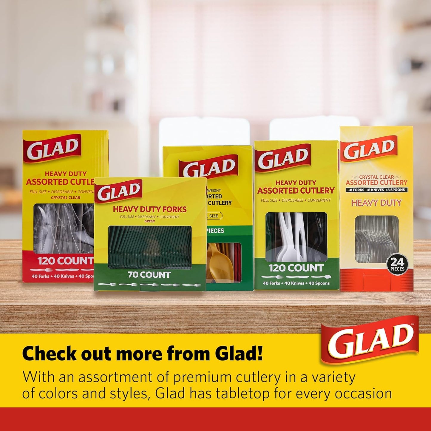 Glad Clear Disposable Cutlery Set – Office Break Room Utensils for Company Lunches and Catered Meetings