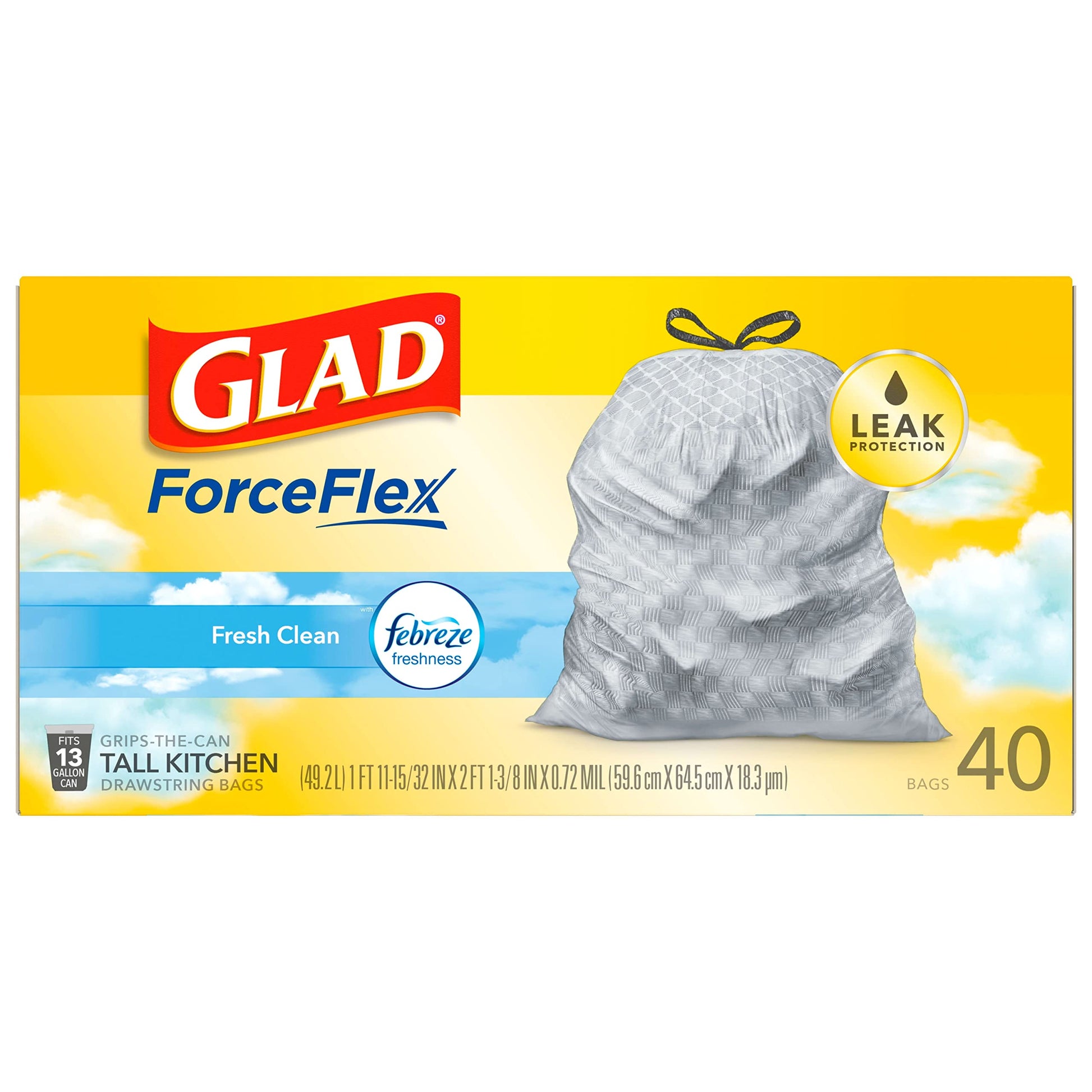 Glad ForceFlex 13 Gallon Trash Bags – Kid-Friendly Drawstring Bags for Diaper Pails and Tall Step Cans, 110 Count Pack