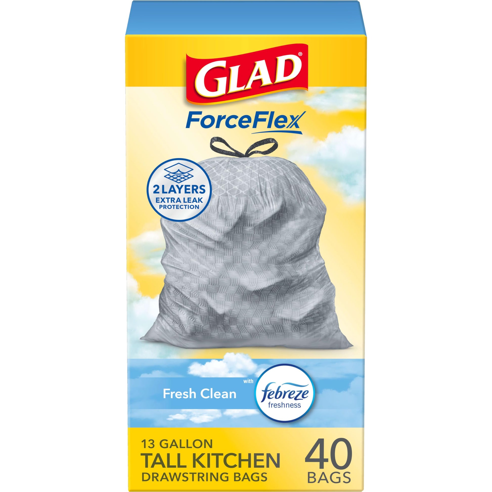Glad ForceFlex 13 Gallon Trash Bags – Kid-Friendly Drawstring Bags for Diaper Pails and Tall Step Cans, 110 Count Pack
