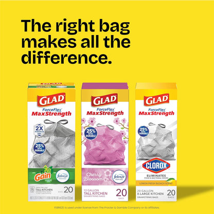 Glad ForceFlex MaxStrength LeakGuard Trash Bags 13 Gal – Reliable Bulk Pack for Busy Home Office and Meal Prep Days