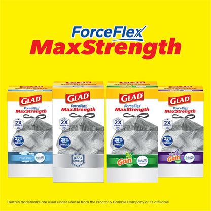 Glad ForceFlex MaxStrength XL Kitchen Trash Bags, 20 Gal, Heavy-Duty Waste Solution for Busy Family Homes, 80 Ct