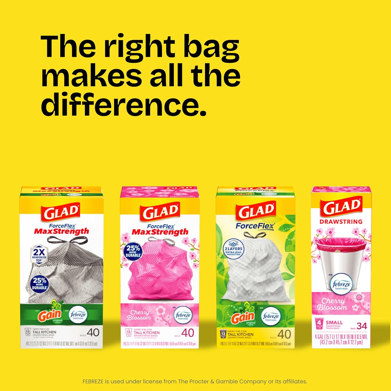 Glad ForceFlex Tall Kitchen Trash Bags – 13 Gallon Odor Control for Busy Family Homes