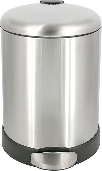 Glad Small Trash Can 1.2 Gallon – Stainless Steel Step Bin for Clutter-Free Bathrooms and Studio Apartments
