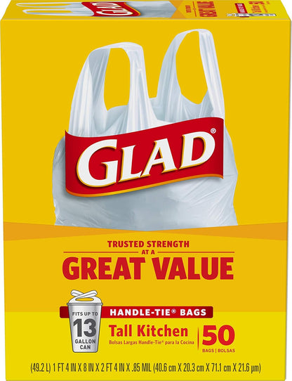 Glad Tall Kitchen Trash Bags 13 Gallon, Bulk 200 Count for Office Break Room Efficiency