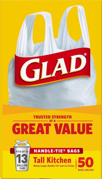 Glad Tall Kitchen Trash Bags 13 Gallon, Bulk 200 Count for Office Break Room Efficiency