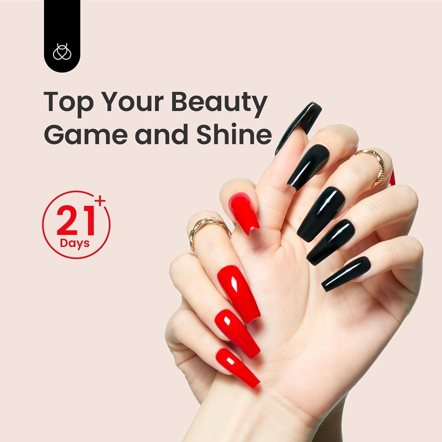 glossy no-wipe finish compatible with natural nails, gel polish, acrylics, and nail tips