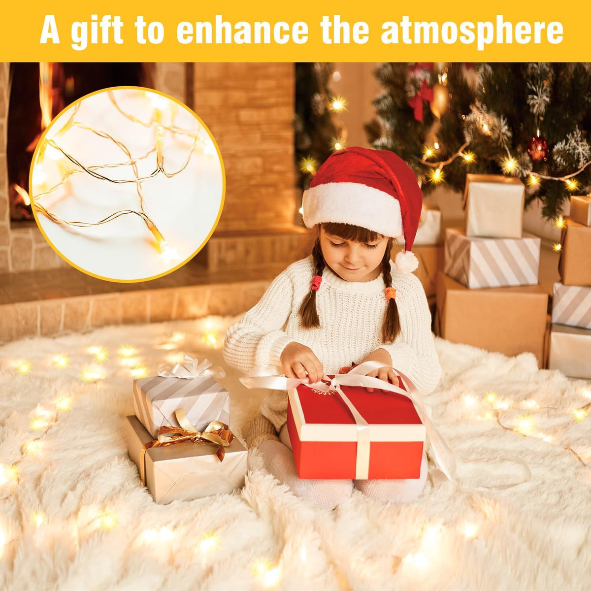 GlowNEST Fairy Lights – Bedroom Ceiling Canopy Lighting, Warm White 210 LED Transparent Wire