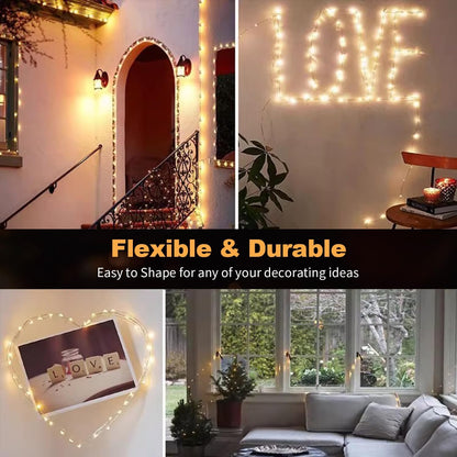 GlowNook Twinkle String Lights – Less-is-More Home Lighting, Subtle Warm White Glow with Single Steady Mode