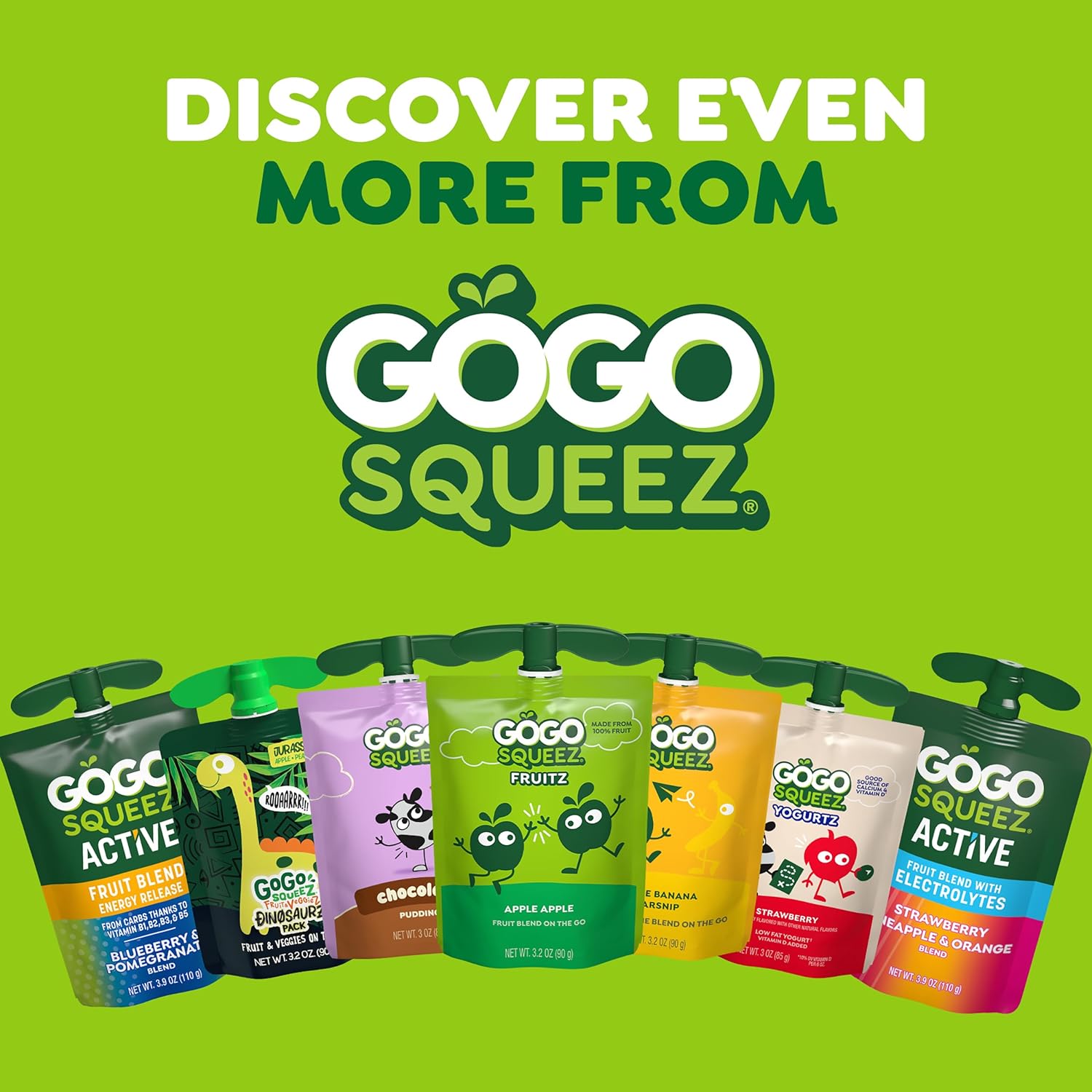GoGo squeeZ No Sugar Added Apple Pouches, Hiking Backpack and Beach Tote Snack, No Refrigeration Needed, 3.2 oz, 48 Count