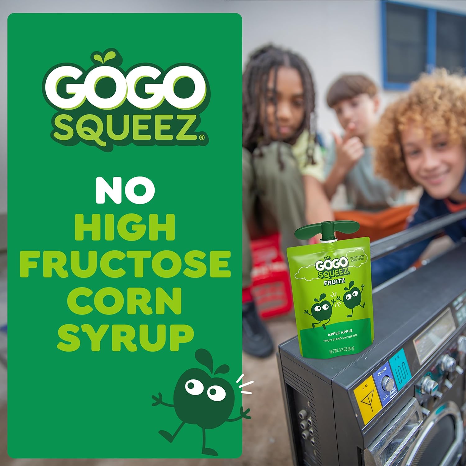 GoGo squeeZ No Sugar Added Applesauce Pouches, Nut Free School Lunchbox Snack for Kids, 3.2 oz Recloseable Cap, 48 Count