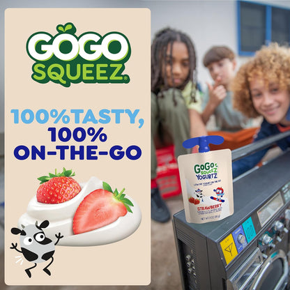 GoGo squeeZ yogurtZ Variety Pack, Strawberry & Banana – Safe Lunchbox Snack for Toddlers and Preschoolers, 3 oz Squeezable Pouches with Twist-Off Cap