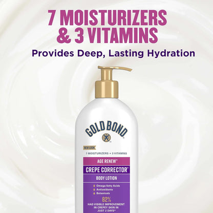 Gold Bond Age Renew Crepe Corrector Body Lotion – 24-Hour Hydration for Daily Self-Care Ritual, Fragrance-Free