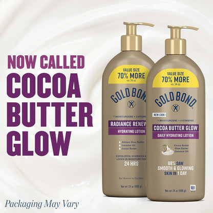 Gold Bond Cocoa Butter Glow Daily Hydrating Lotion for a Calming Post-Shower Self-Care Ritual