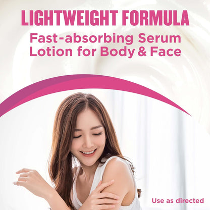Gold Bond Plumping Collagen Serum Lotion – Mindful Evening Skincare Ritual for Face and Body, 72-Hour Hydration, Cherry Blossom Scent, 8 oz