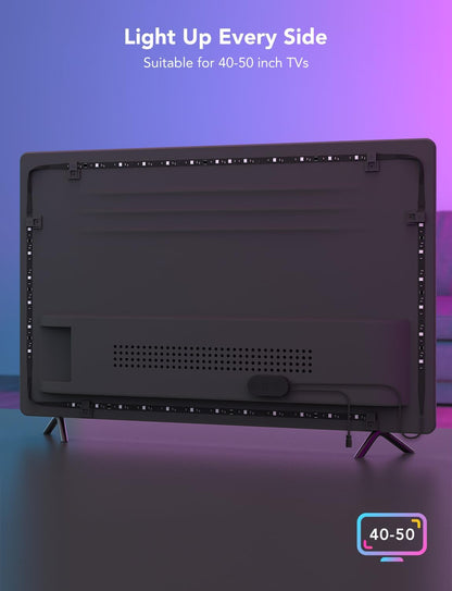 Govee RGBIC Backlight Strip – Cozy Bedroom Accent Lighting for 40-50 inch TVs, 77 Scene Modes & Music Sync