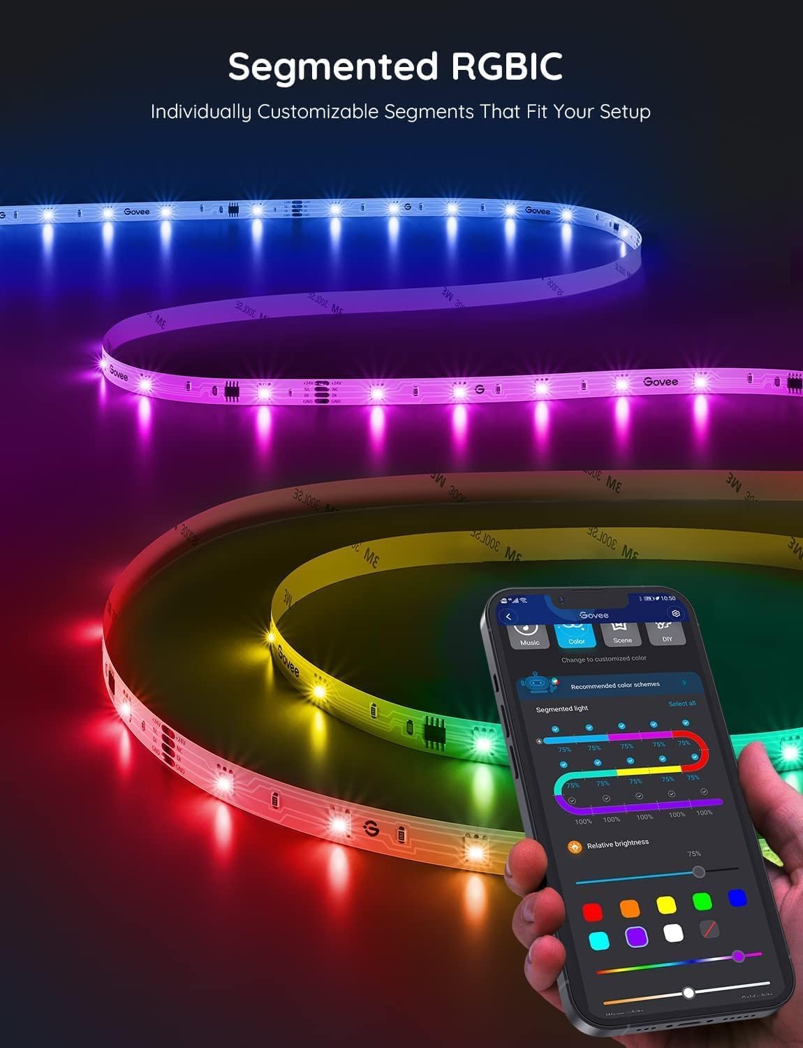 Govee RGBIC LED Strip Lights – Family-Friendly Playroom Accent Strip with Auto Shutoff Timer, 32.8ft