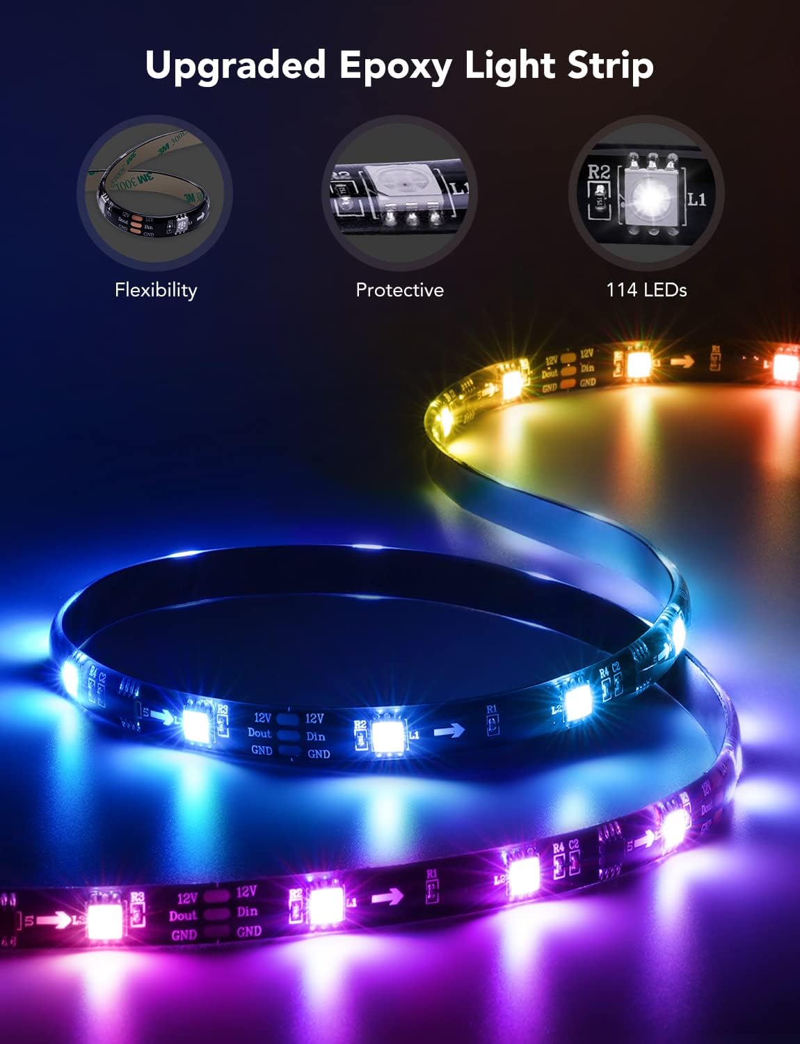 Govee Smart LED Strip Lights – Valentine's Day Gift for Him, Music Sync TV Backlight with App Control for 55-65 Inch TVs
