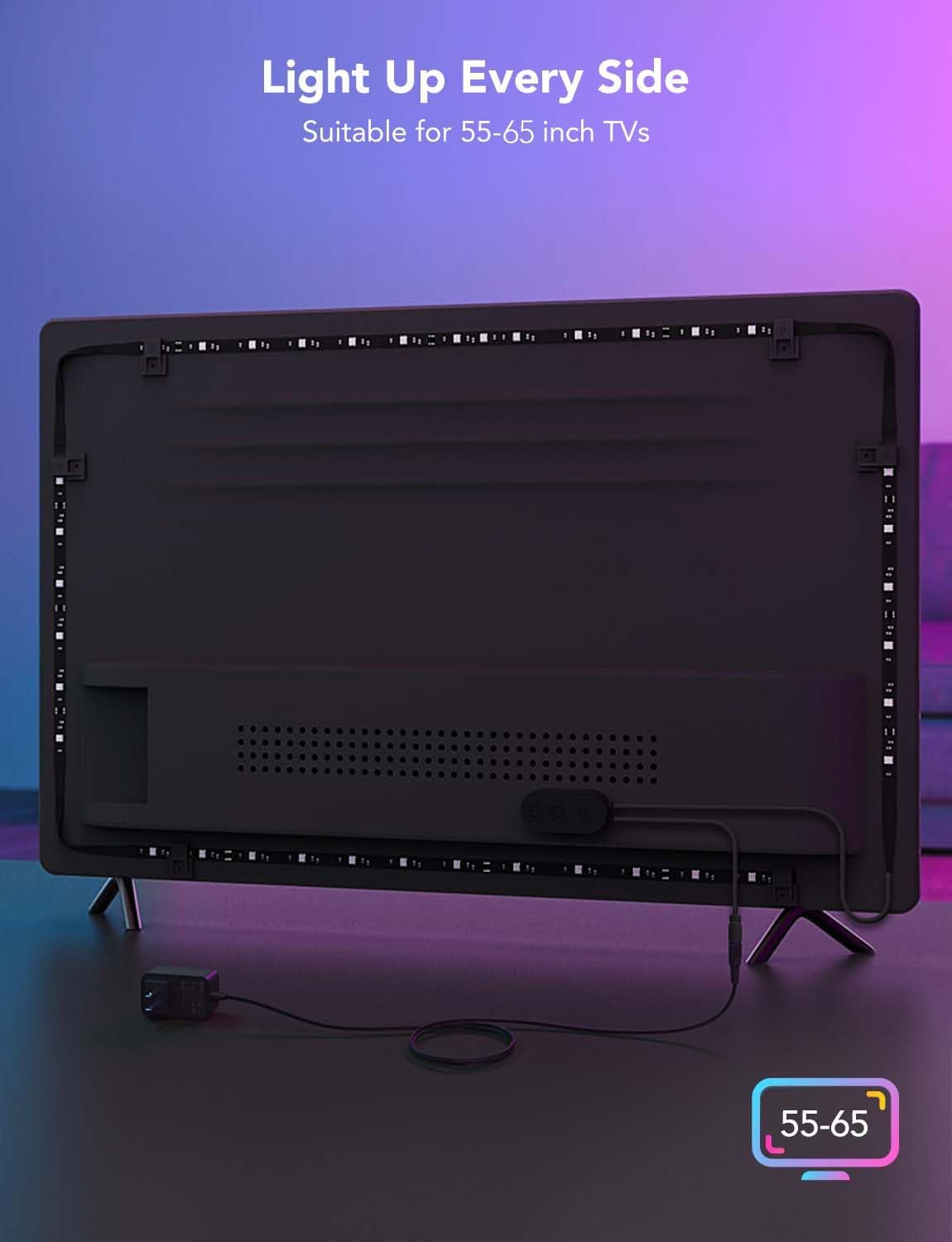 Govee Smart LED Strip Lights – Valentine's Day Gift for Him, Music Sync TV Backlight with App Control for 55-65 Inch TVs