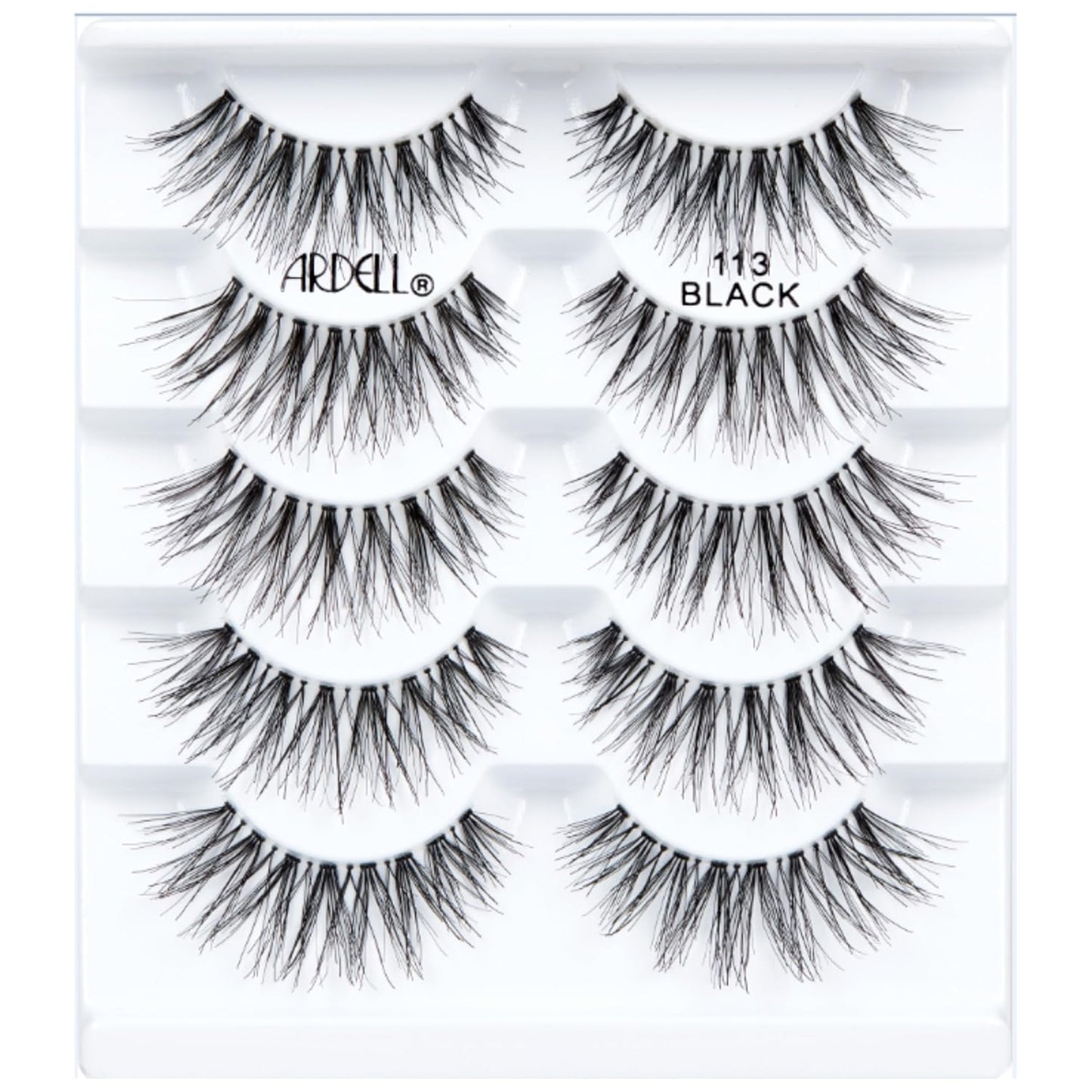graduated mixed-length wispy lash pattern with longer center strands to open eyes