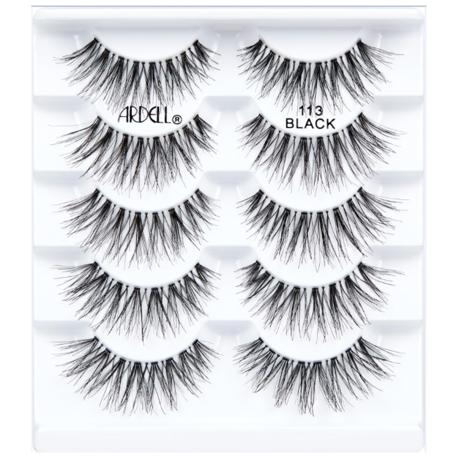 graduated mixed-length wispy lash pattern with longer center strands to open eyes