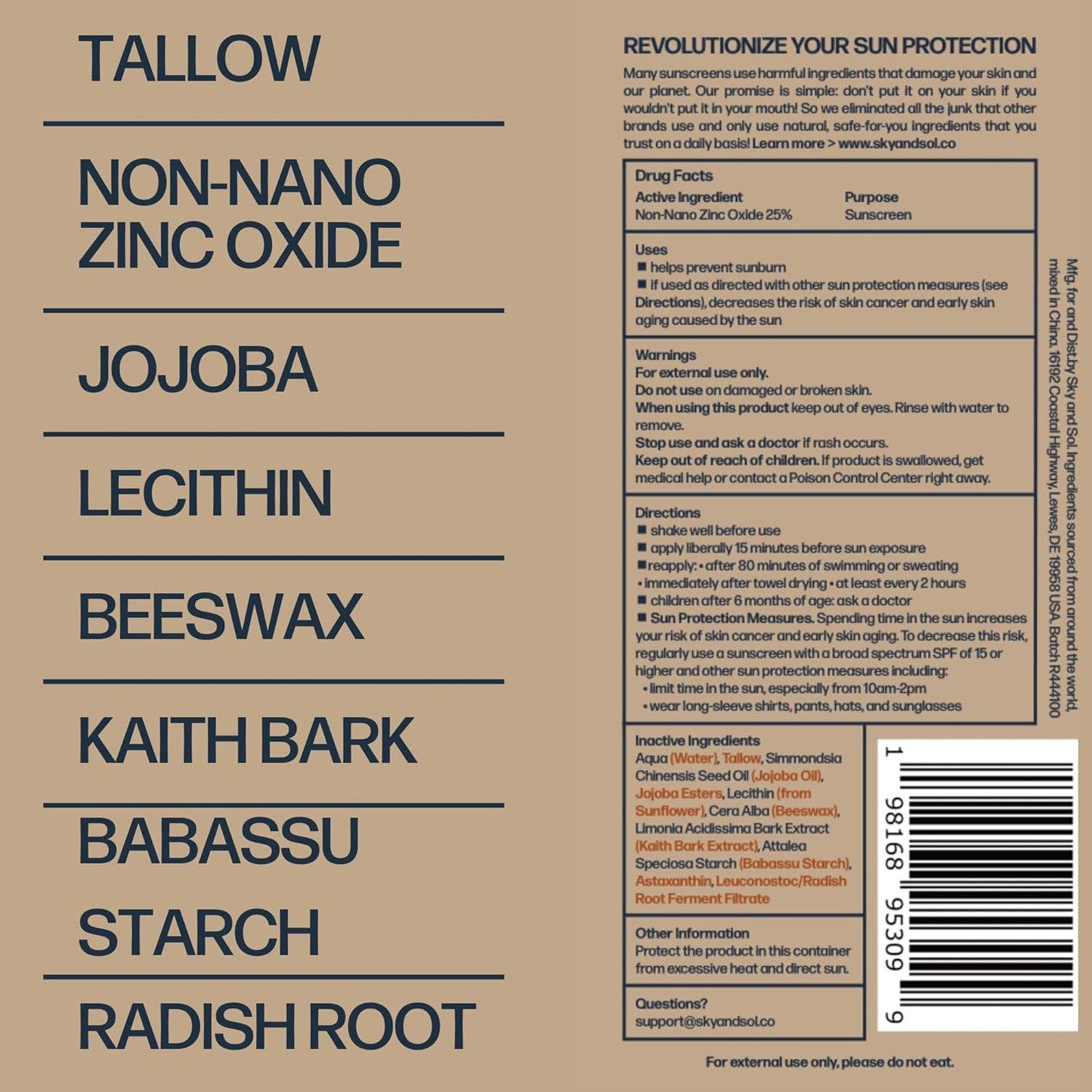 grass-fed beef tallow base that mimics skin's natural sebum