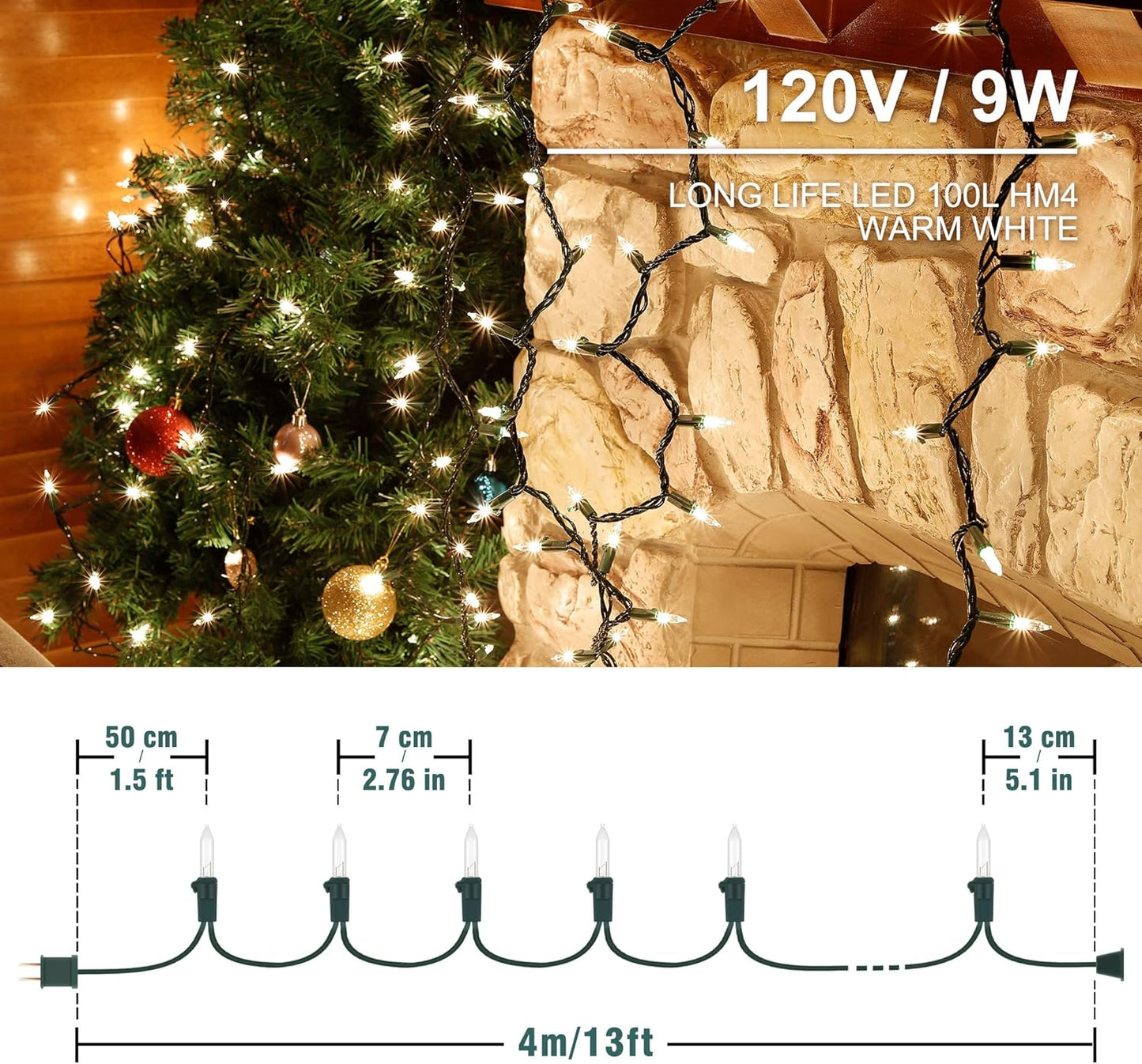 green or white ul-listed corded wire, 120v plug-in power, indoor/outdoor rated