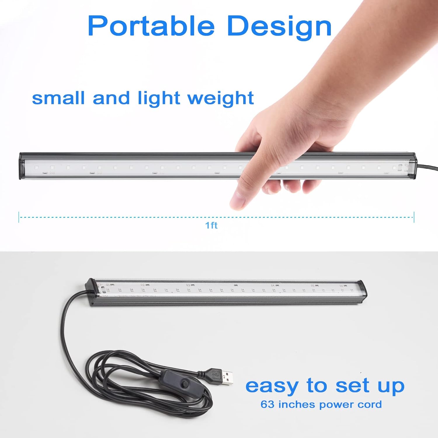 GREENIC UV Blacklight Bar 1ft 2-Pack – Housewarming Gift for Gamers and Room Decor Lovers, Plug-and-Play LED