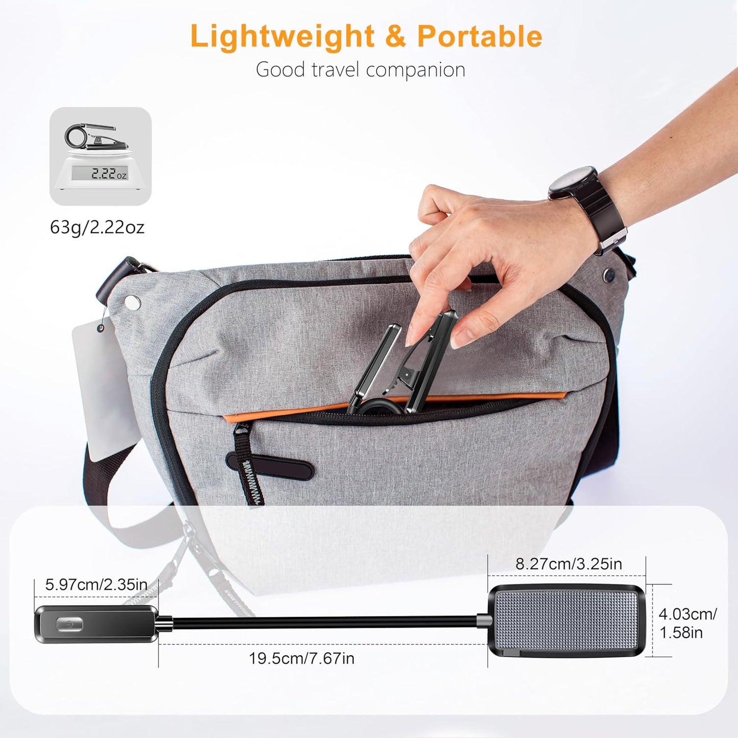 Gritin 9 LED Rechargeable Book Light for Reading in Bed - Clean Modern Reading Light for Uncluttered Bedside, Simple USB Rechargeable Clip on Book Lamp