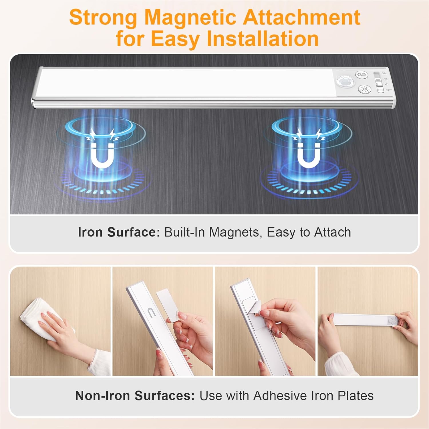 Gritin Under Cabinet Lighting - Clean Aluminum Profile Magnetic Mount for Clutter Free Countertops