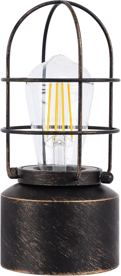 Haian Support Antique Style Table Lamp - Rustic Black Metal Nightstand Light for Cozy Living Room Ambiance, 2700K Bulb Included