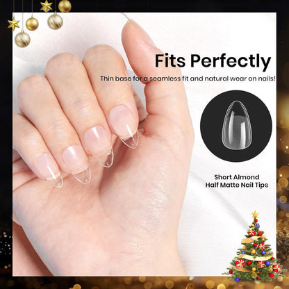half-matte full-cover finish with thin, slim edges for seamless natural nail integration