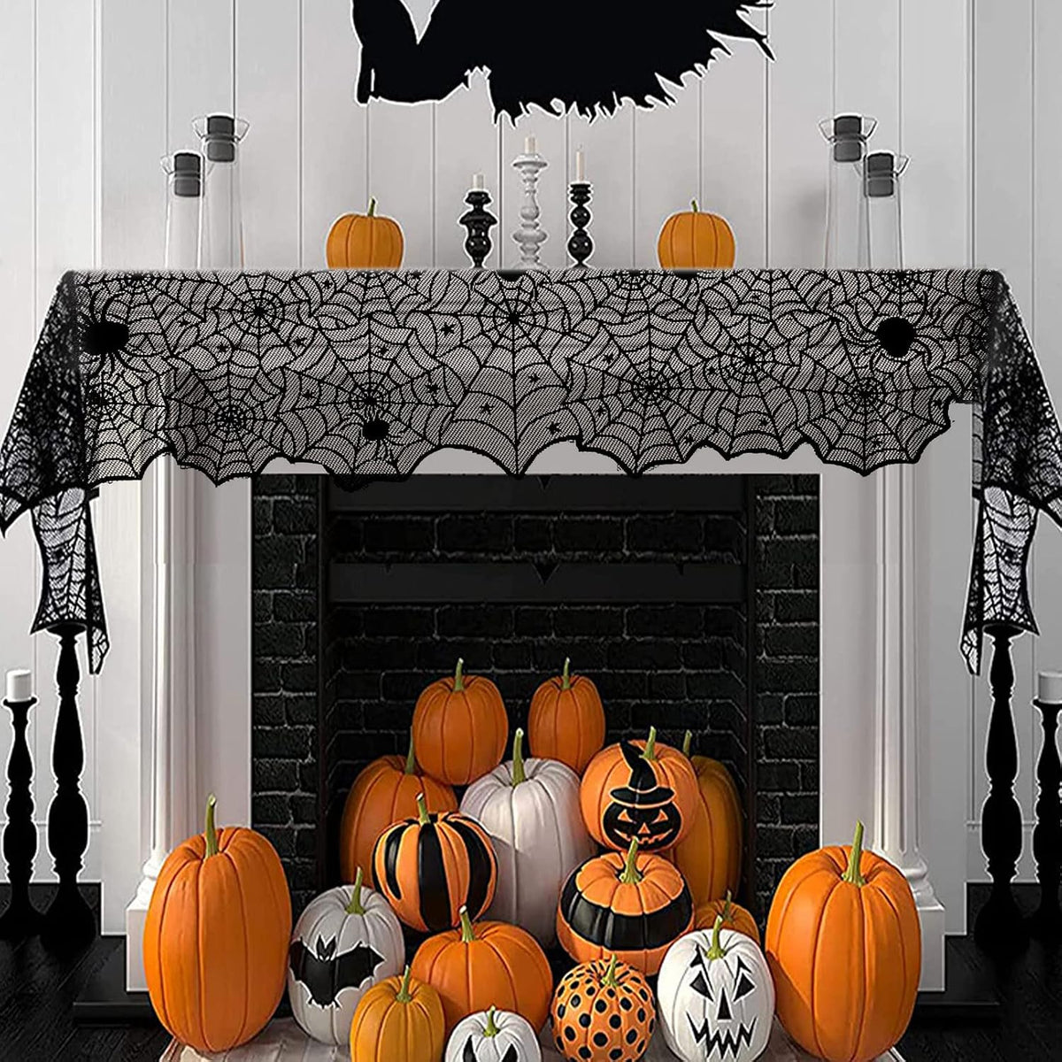 Halloween Table Runner – Portable Lace Web Decoration for Patio Dinner Parties and Outdoor Buffets