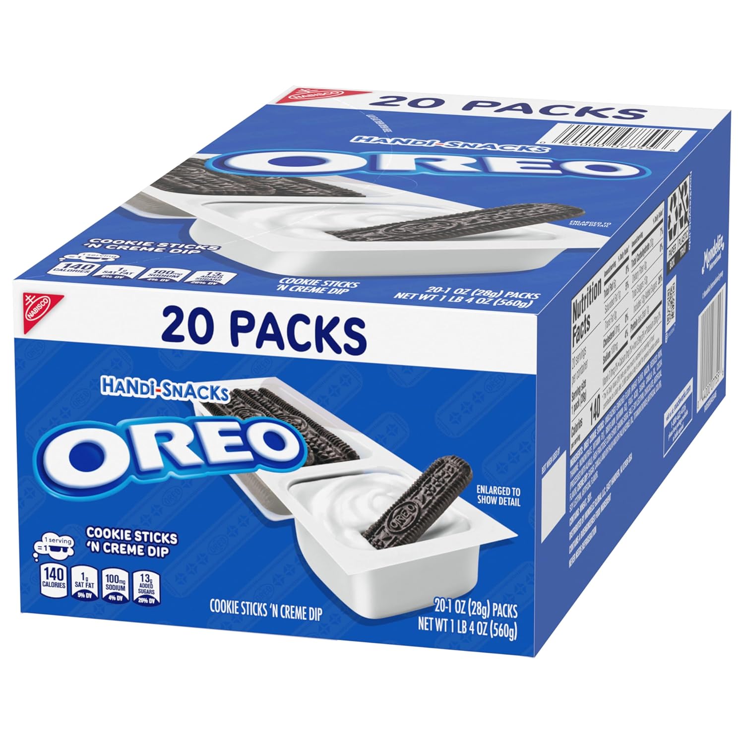 Handi-Snacks OREO Cookie Sticks 'N Creme Dip Snack Packs as Birthday Party Favors, Classroom Treats, and Holiday Stocking Stuffers, 20 Pack