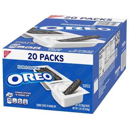 Handi-Snacks OREO Cookie Sticks 'N Creme Dip Snack Packs as Birthday Party Favors, Classroom Treats, and Holiday Stocking Stuffers, 20 Pack