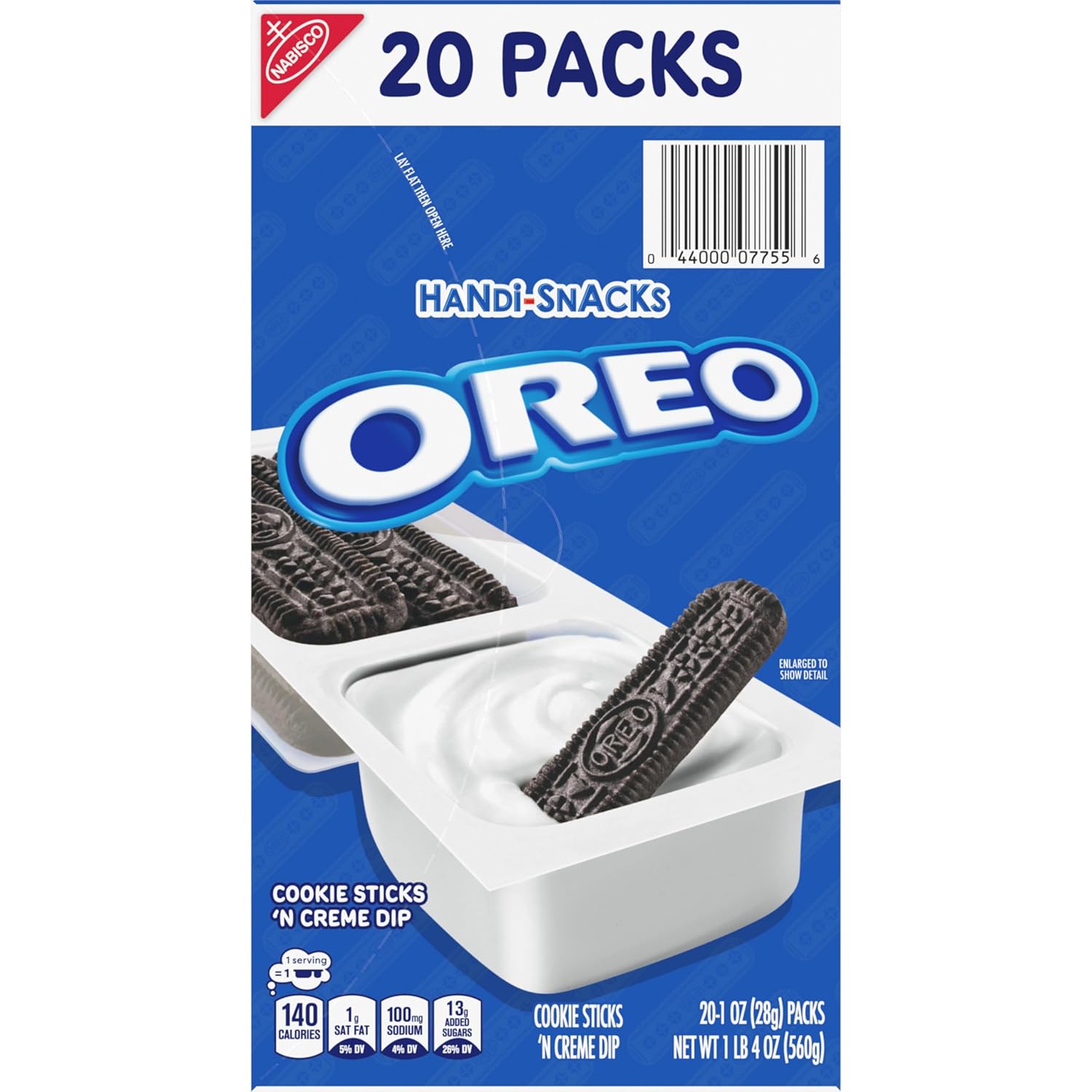 Handi-Snacks OREO Cookie Sticks 'N Creme Dip Snack Packs as Birthday Party Favors, Classroom Treats, and Holiday Stocking Stuffers, 20 Pack