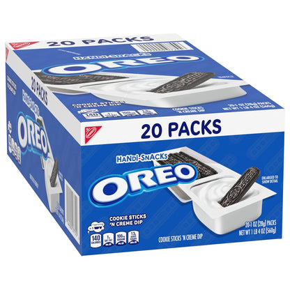 Handi-Snacks OREO Cookie Sticks 'N Creme Dip Snack Packs as Birthday Party Favors, Classroom Treats, and Holiday Stocking Stuffers, 20 Pack
