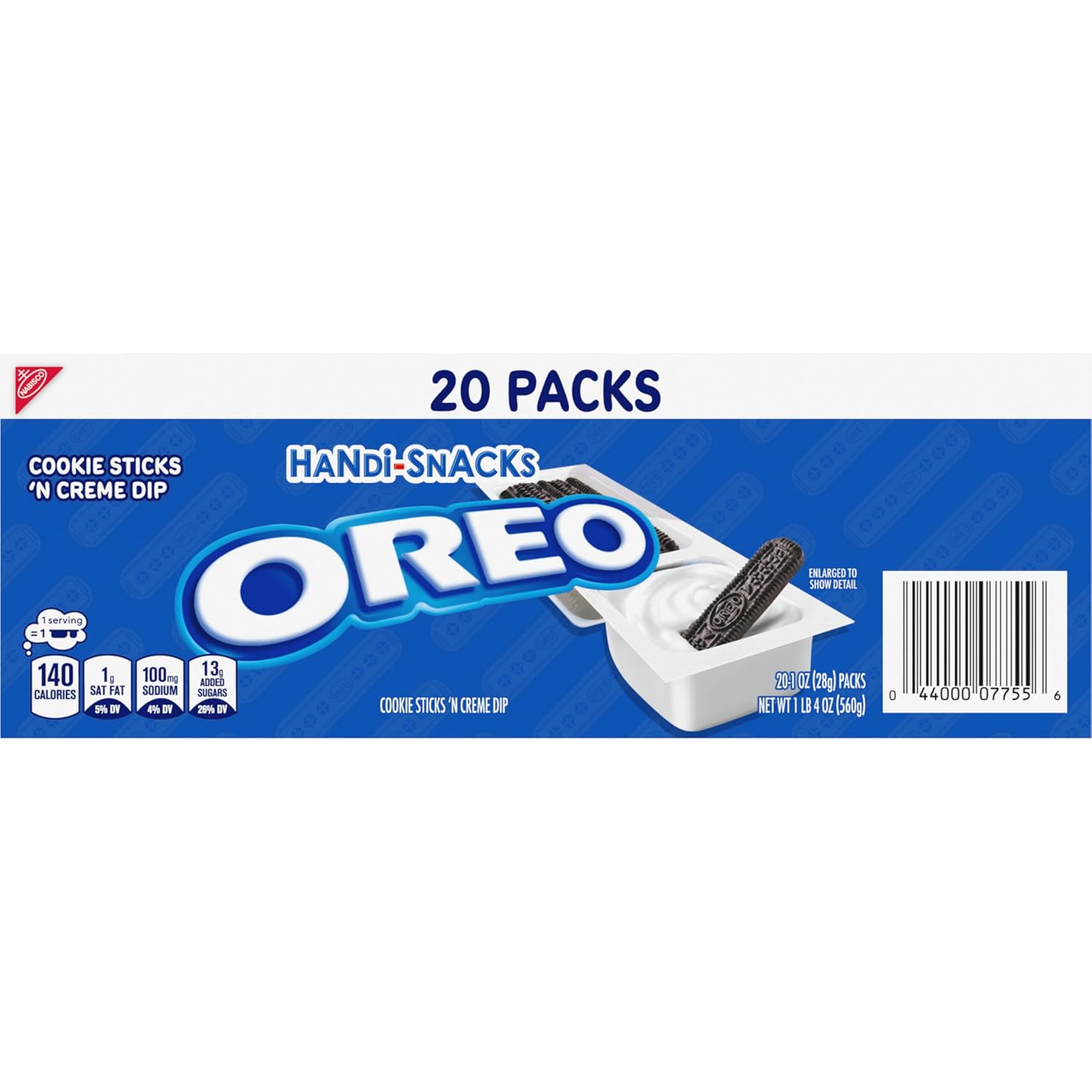 Handi-Snacks OREO Cookie Sticks 'N Creme Dip Snack Packs as Birthday Party Favors, Classroom Treats, and Holiday Stocking Stuffers, 20 Pack
